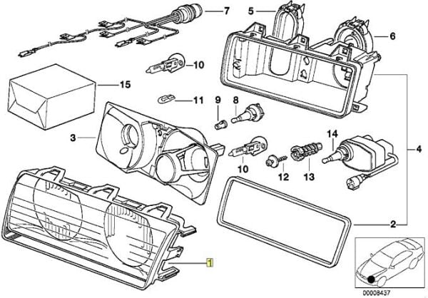 Bmw E36 Sağ Çerçeveli Far Camı | Gkl