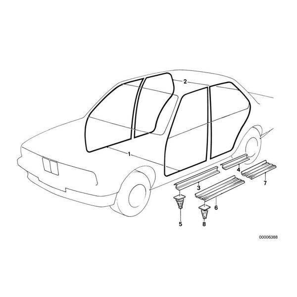 Bmw E34 E36 E39 E46 E65 E83 Kapı Eşik Kaplama Klipsi | 10'lu Paket