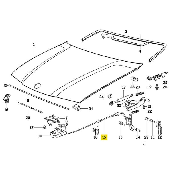 Bmw E36 Kaput Teli Mekanizmalı Sedan | Orijinal