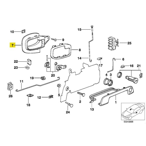 Bmw E36 İç Kapı Kol Arka Sol Sedan | Wender