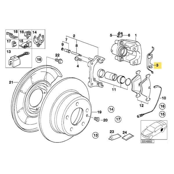Bmw E30 E34 E36 E46 E87 E90 Arka Fren Kaliper Yayı Set | Ate