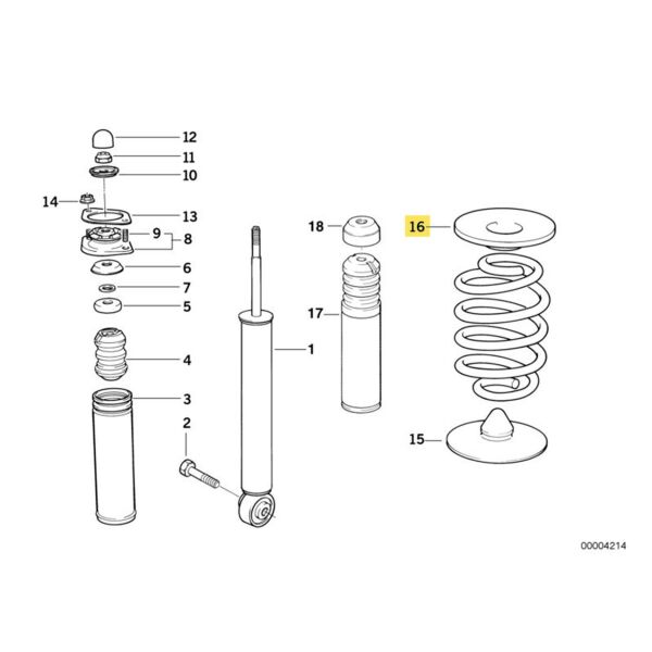 Bmw E36 Arka Üst Helezon Yay Lastiği Altlığı | Orijinal
