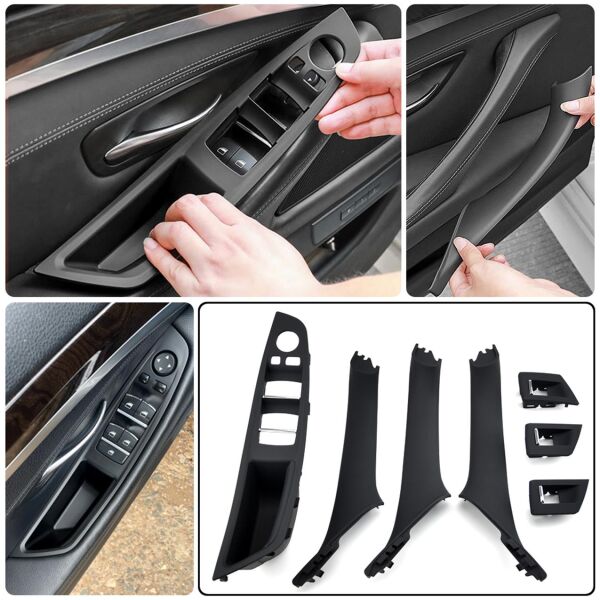 Bmw F10 Kapı Tutamak Seti - Siyah (Deri Kaplamalı - Katlanır Aynalı Model) | Wender