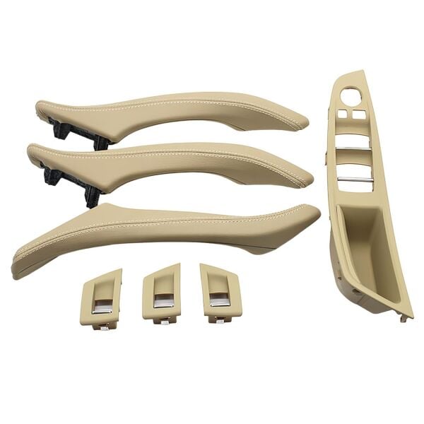 Bmw F10 Kapı Tutamak Seti - Bej (Deri Kaplamalı - Katlanır Aynalı Model) | Wender