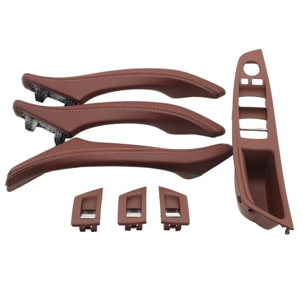 Bmw F10 Kapı Tutamak Seti - Kahve Kırmızı ( Deri Kaplamalı - Katlanır Aynalı Model ) | Wender