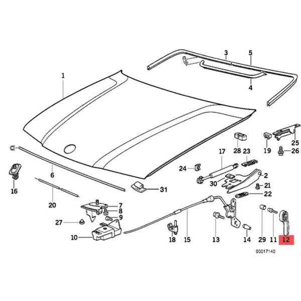 Bmw E36 Kaput Açma Kolu | Orijinal